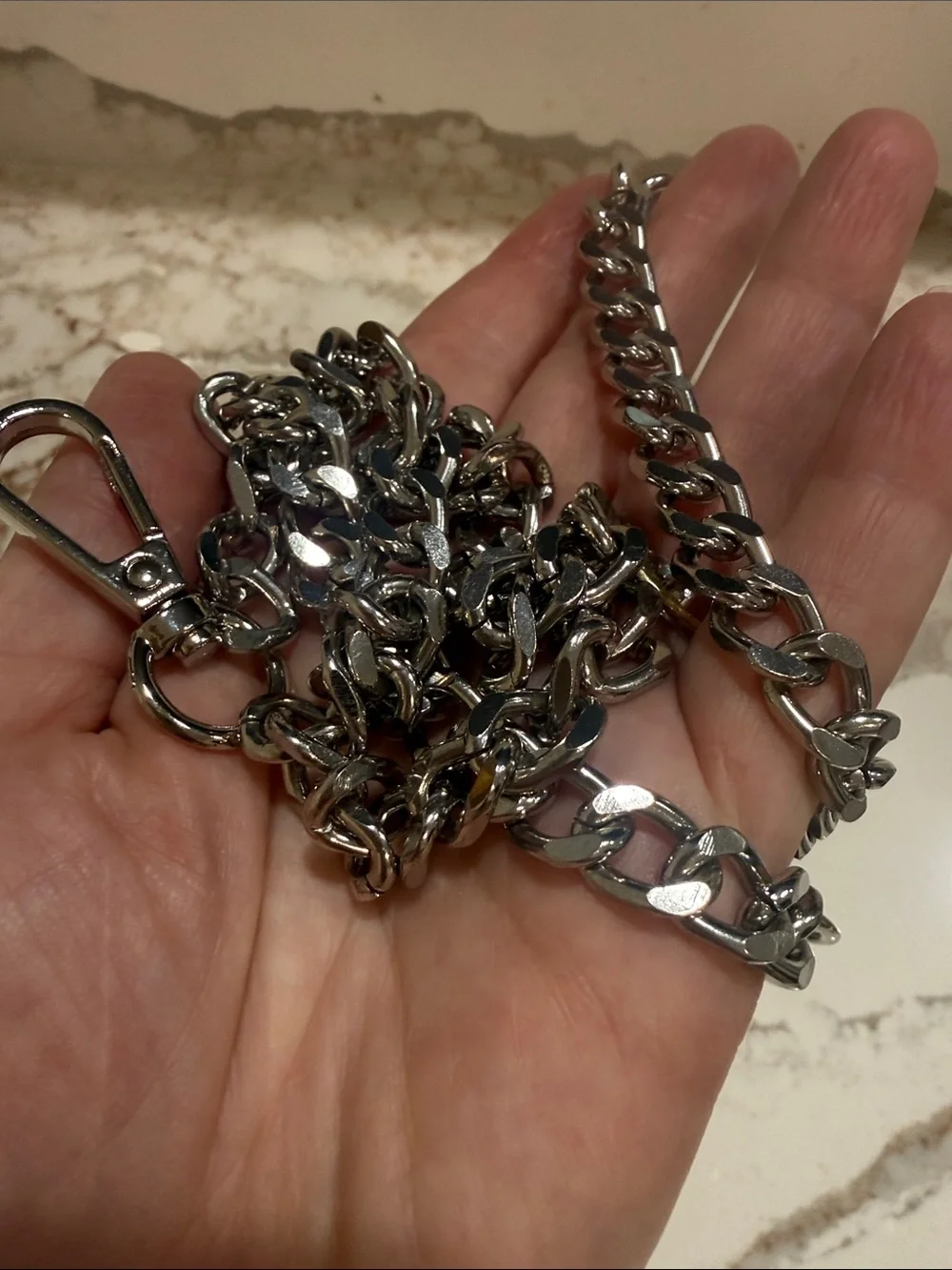 Bag Silver Chain/Strap - Sleek Metal Link Design 42”